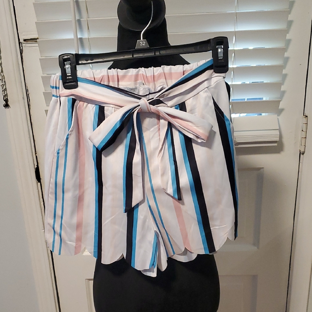 Striped Tie-Waist Shorts
